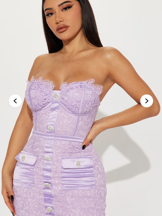 Fashion Nova Dresses & Skirts - Purple Strapless Lace Corset Midi Dress in Lavender small